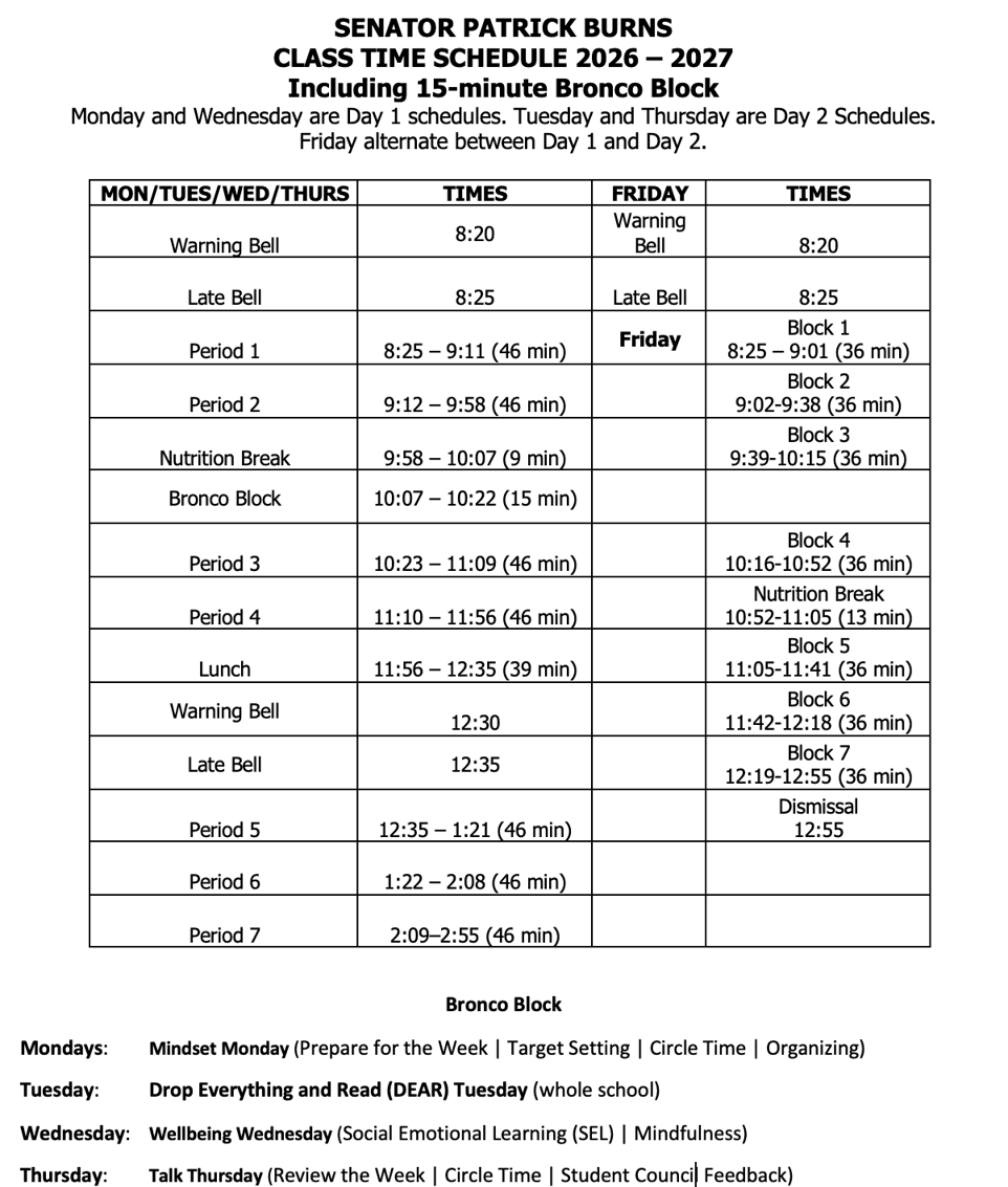 SPB Bell Times